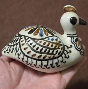Vintage Mexican Tonalá Pottery Bird Figurine